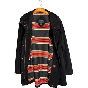 Pendleton Wool Blend Black Coat Contrast Lining Minimalist XXL